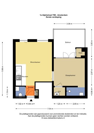 Floorplan - Eerste Atjehstraat 75B, 1094 KD Amsterdam